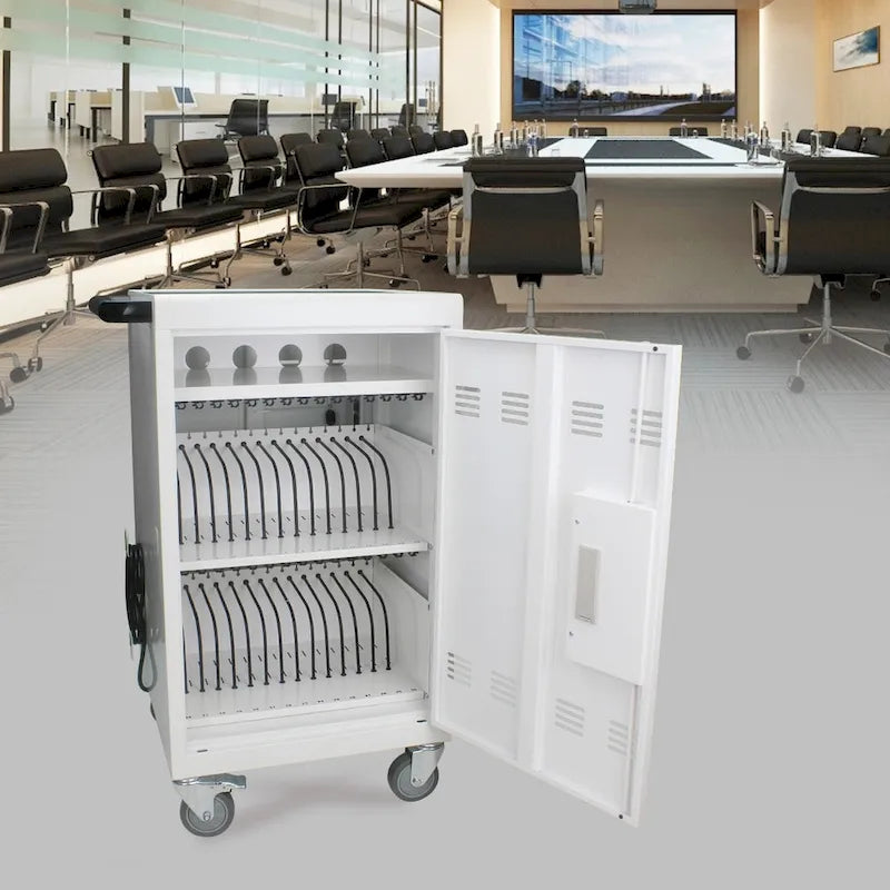 Chariot de recharge mobile et armoire de rangement avec roulettes verrouillables pour le bureau ou la salle de classe