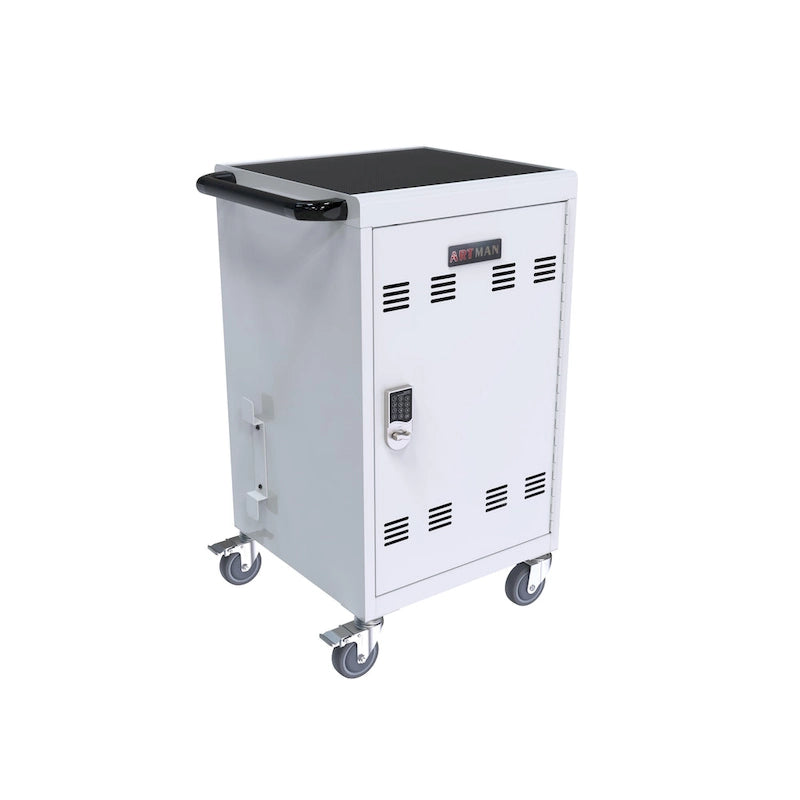 Chariot de recharge mobile et armoire de rangement avec roulettes verrouillables pour le bureau ou la salle de classe
