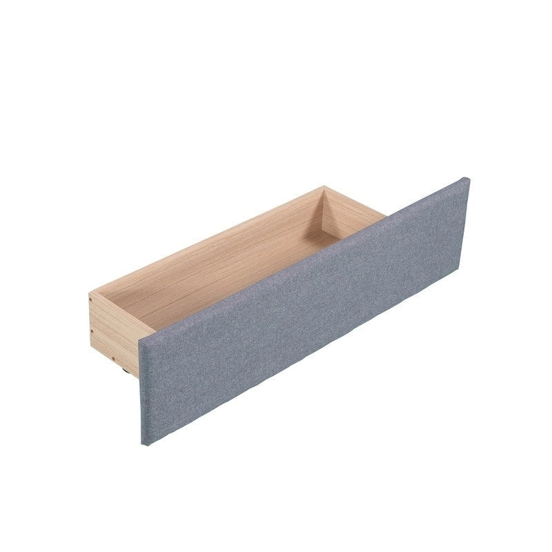 Lit de repos double en forme de L avec lit gigogne, lit de repos rembourré avec tiroir de rangement, lit plateforme double jumeau pour chambre à coucher