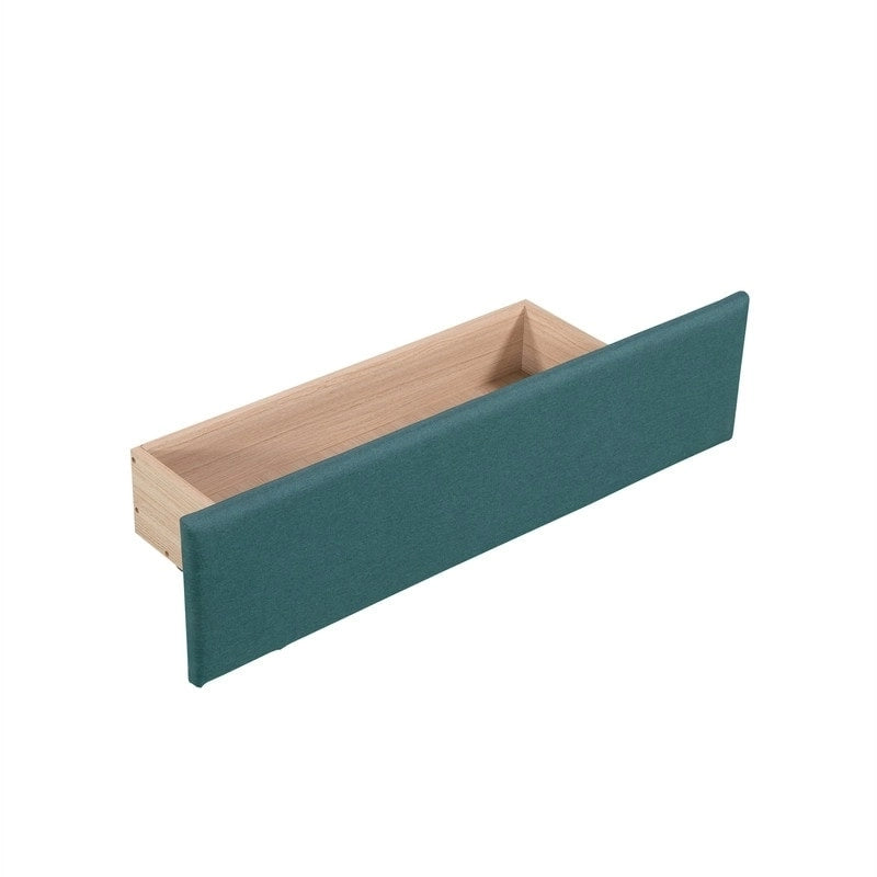 Lit de repos double en forme de L avec lit gigogne, lit de repos rembourré avec tiroir de rangement, lit plateforme double jumeau pour chambre à coucher