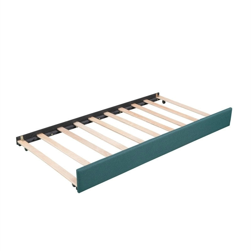 Lit de repos double en forme de L avec lit gigogne, lit de repos rembourré avec tiroir de rangement, lit plateforme double jumeau pour chambre à coucher