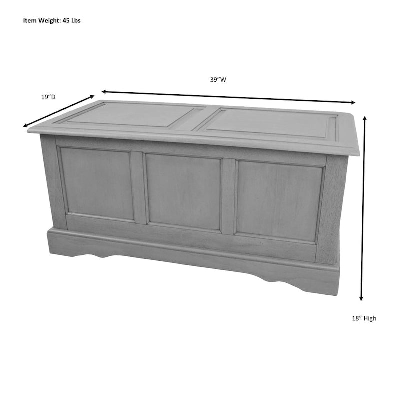 Malle en bois massif antique Devonshire noire avec couvercle à charnière pour rangement de chambre