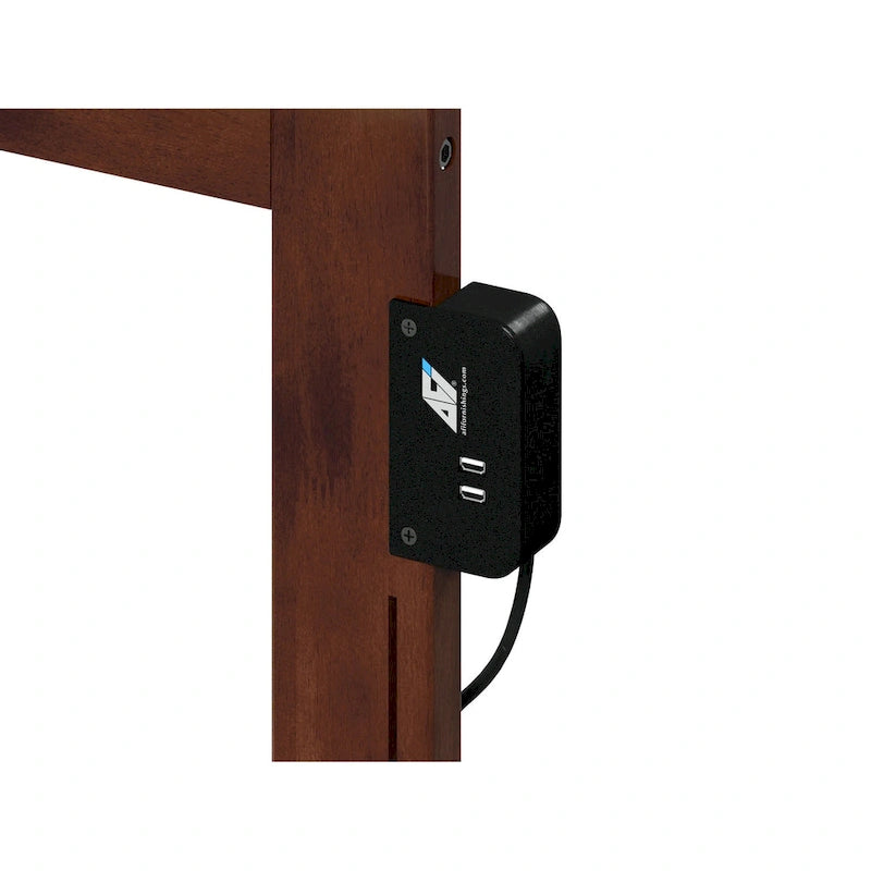 Lit plateforme double avec pied de lit et lit gigogne simple couleur noyer