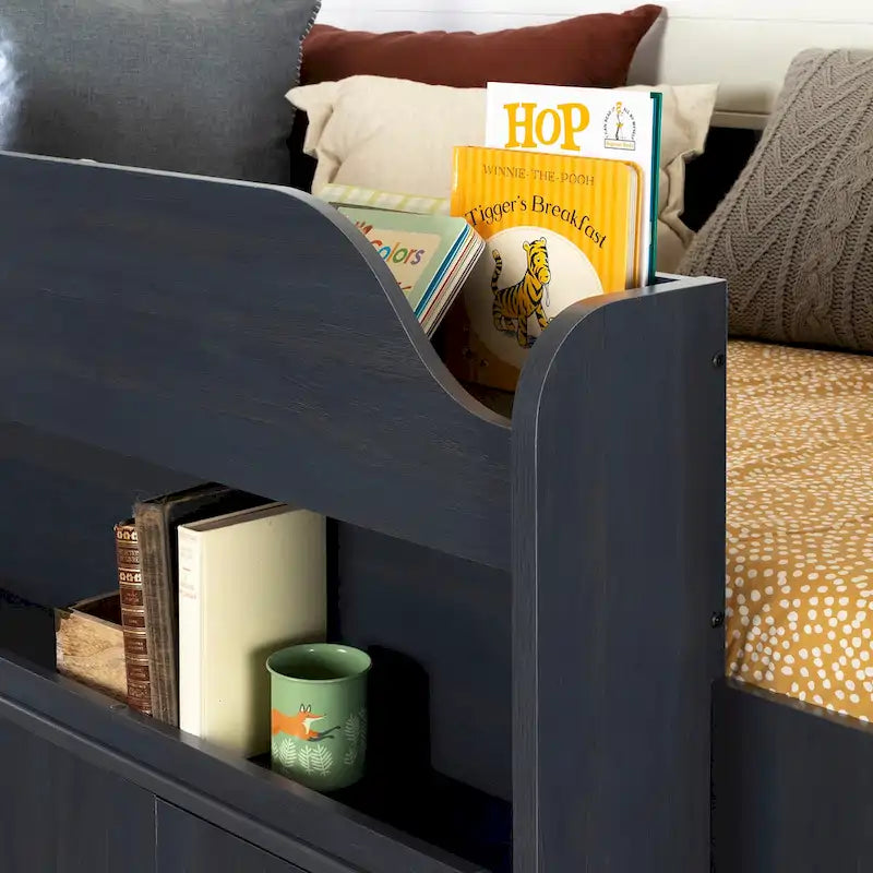 Lit mezzanine double avec bureau intégré et rangements pour enfants