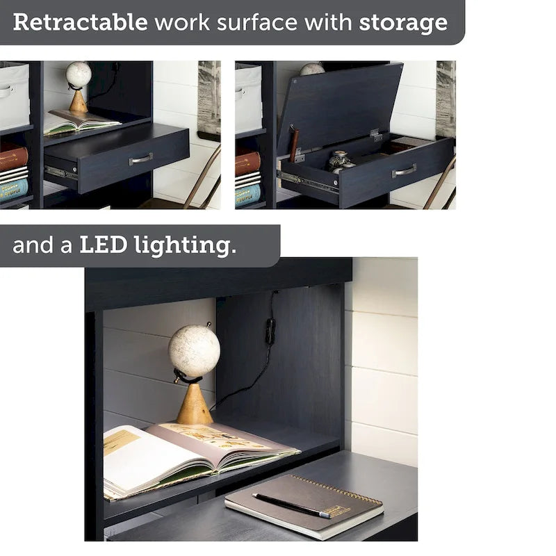 Lit mezzanine double avec bureau intégré et rangements pour enfants
