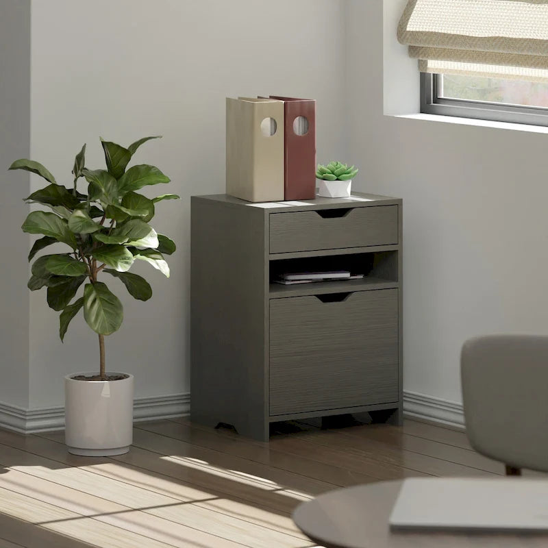 Classeur de rangement en acier anthracite avec tiroir verrouillable pour l'organisation du bureau à domicile