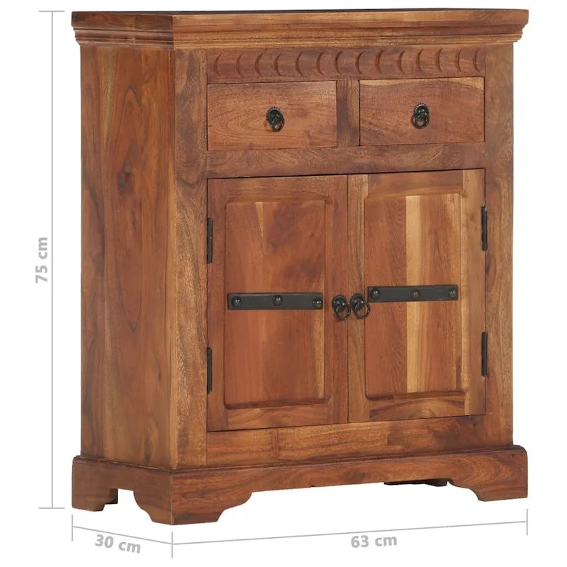 Buffet en bois d'acacia massif 63x30x75 cm avec finition naturelle