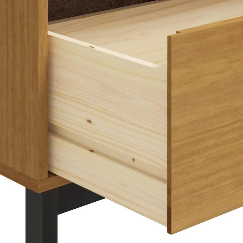 Buffet avec porte en verre FLAM 80x40x80 Pin massif - 80 x 40 x 80