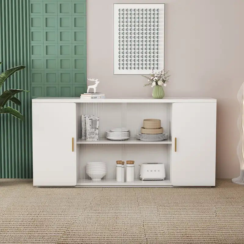 Meubles d'appoint modernes en bois avec 2 portes et 1 porte vitrée