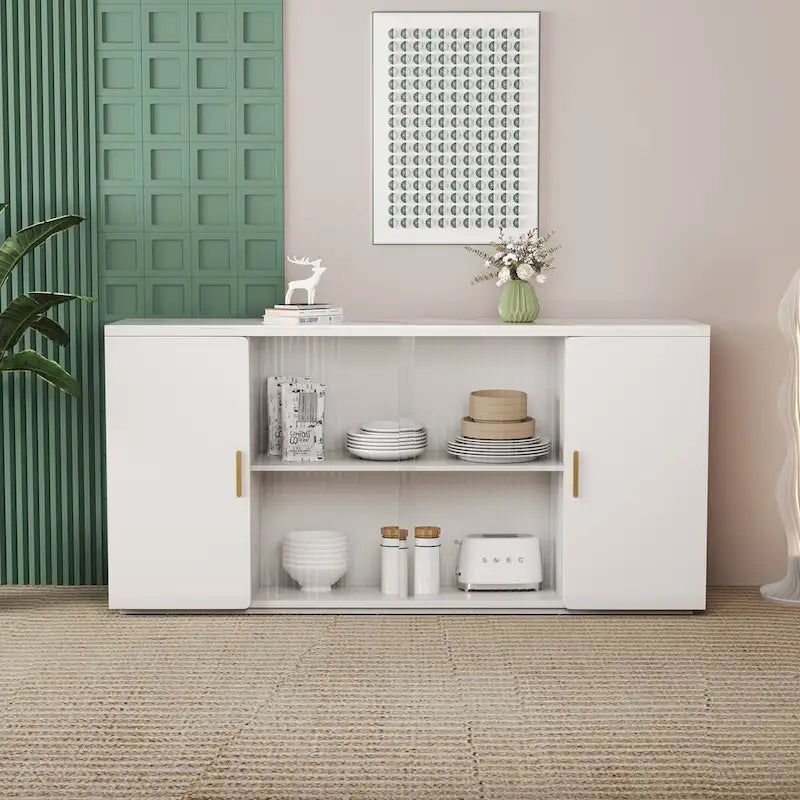 Meubles d'appoint modernes en bois avec 2 portes et 1 porte vitrée
