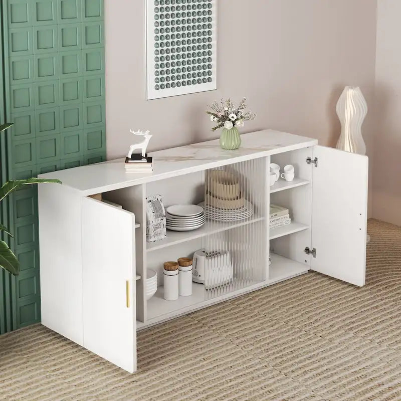 Meubles d'appoint modernes en bois avec 2 portes et 1 porte vitrée