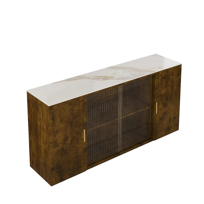 Meubles d'appoint modernes en bois avec 2 portes et 1 porte vitrée