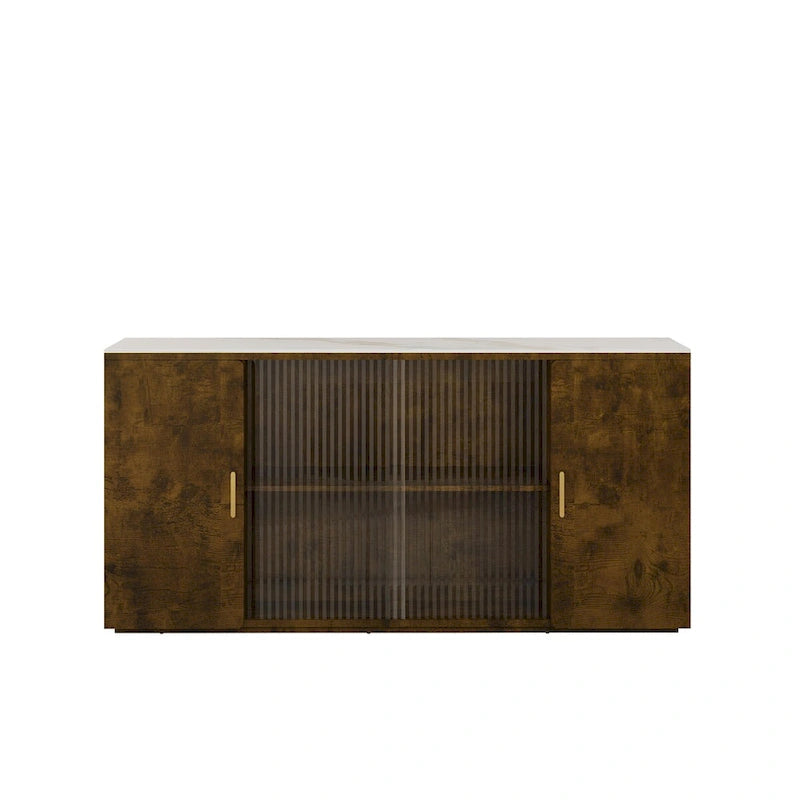 Meubles d'appoint modernes en bois avec 2 portes et 1 porte vitrée