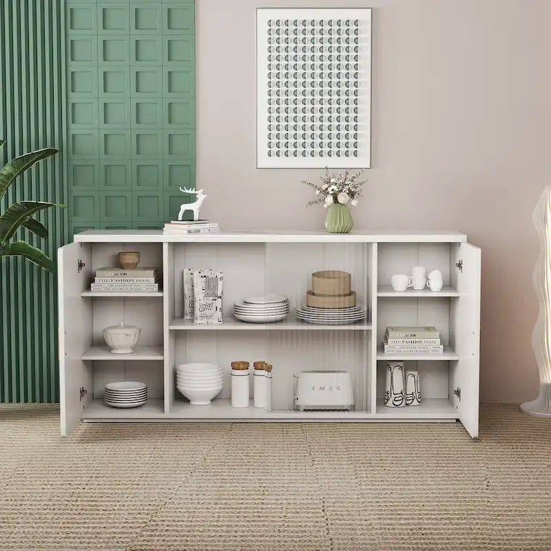 Meubles d'appoint modernes en bois avec 2 portes et 1 porte vitrée