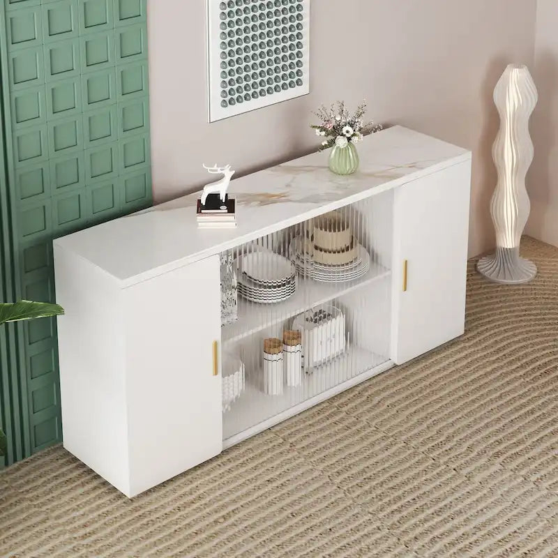 Meubles d'appoint modernes en bois avec 2 portes et 1 porte vitrée