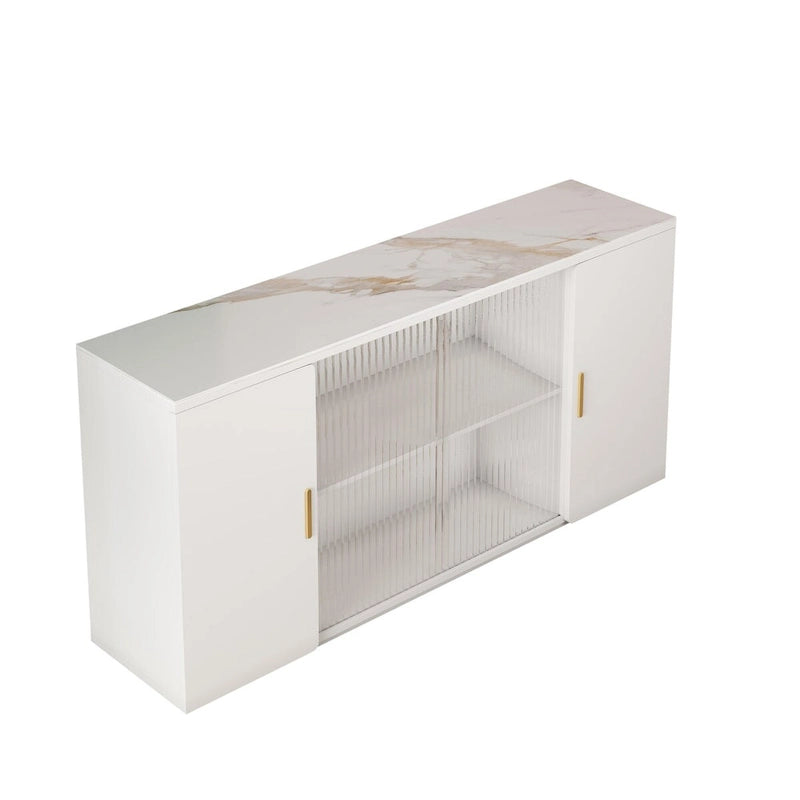 Meubles d'appoint modernes en bois avec 2 portes et 1 porte vitrée