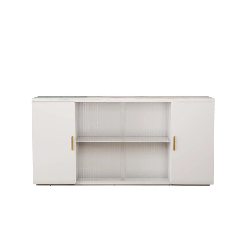 Meubles d'appoint modernes en bois avec 2 portes et 1 porte vitrée