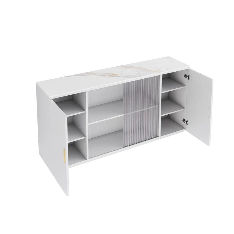 Meubles d'appoint modernes en bois avec 2 portes et 1 porte vitrée