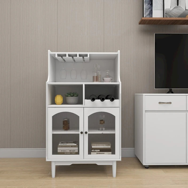 Meuble à vin de salon avec casier à vin et porte-verres amovibles - 27,56L * 15,75l * 50,39H