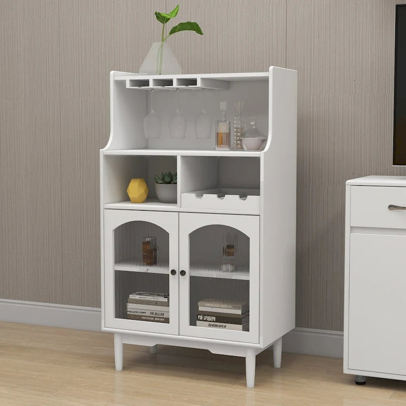 Meuble à vin de salon avec casier à vin et porte-verres amovibles - 27,56L * 15,75l * 50,39H