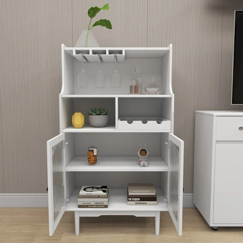 Meuble à vin de salon avec casier à vin et porte-verres amovibles - 27,56L * 15,75l * 50,39H
