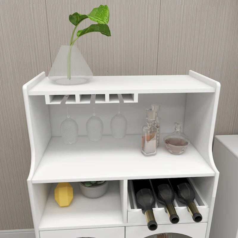 Meuble à vin de salon avec casier à vin et porte-verres amovibles - 27,56L * 15,75l * 50,39H