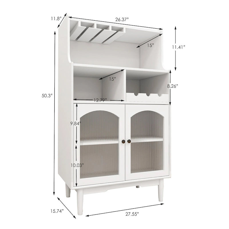 Meuble à vin de salon avec casier à vin et porte-verres amovibles - 27,56L * 15,75l * 50,39H