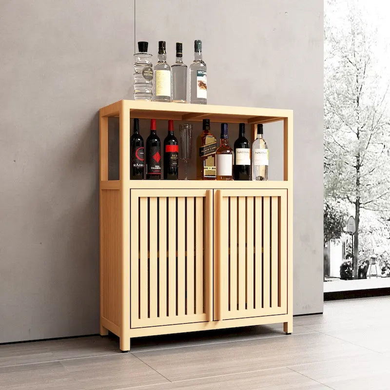 Meuble de rangement en bambou grande capacité avec étagères pour salle de bain et salon