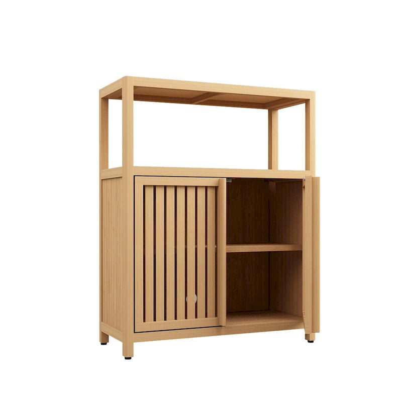 Meuble de rangement en bambou grande capacité avec étagères pour salle de bain et salon