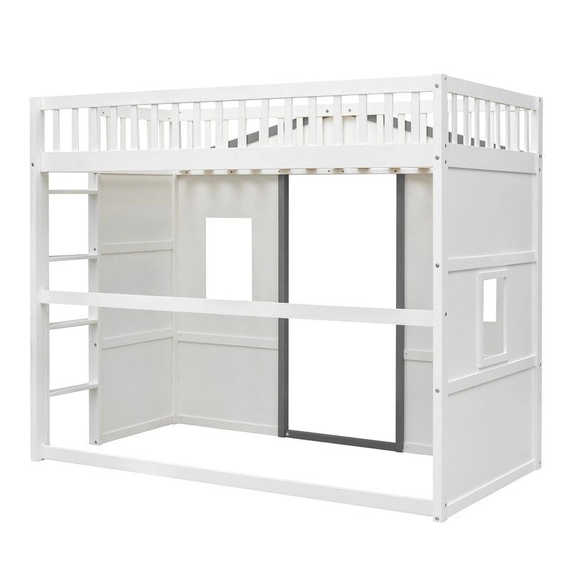 Lit mezzanine en bois avec échelle, taille double