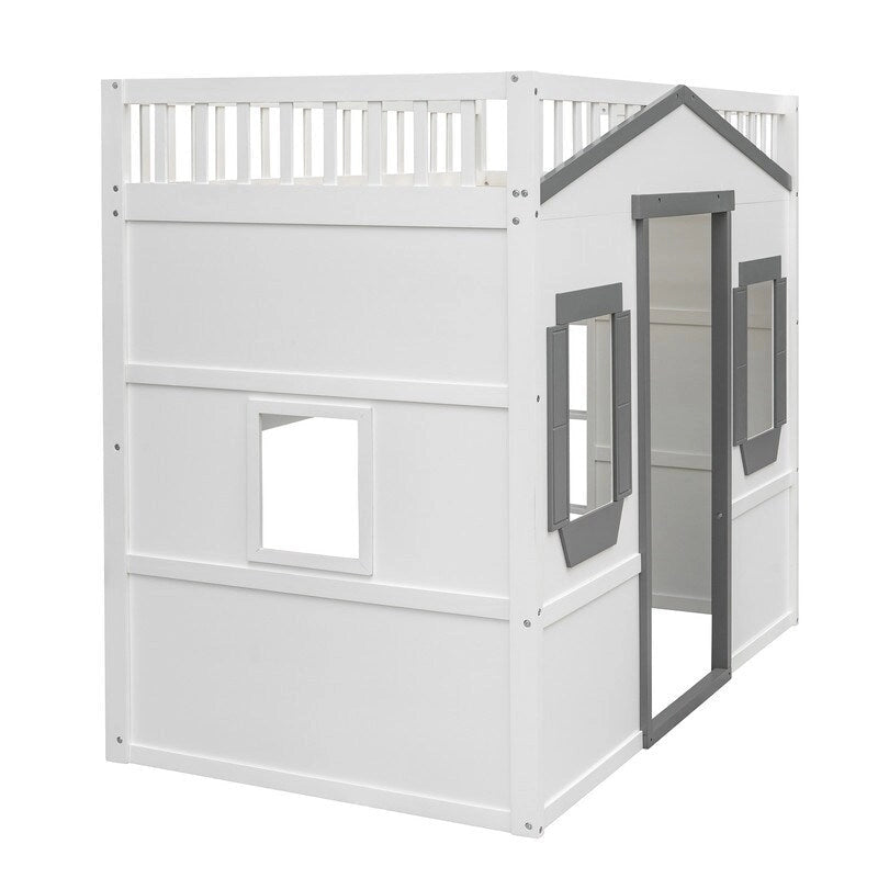 Lit mezzanine en bois avec échelle, taille double