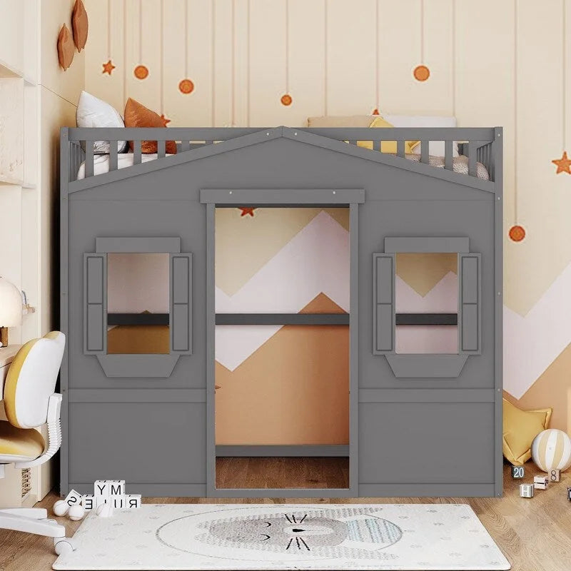 Lit mezzanine en bois avec échelle, taille double