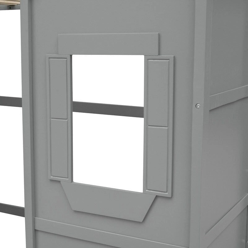 Lit mezzanine en bois avec échelle, taille double