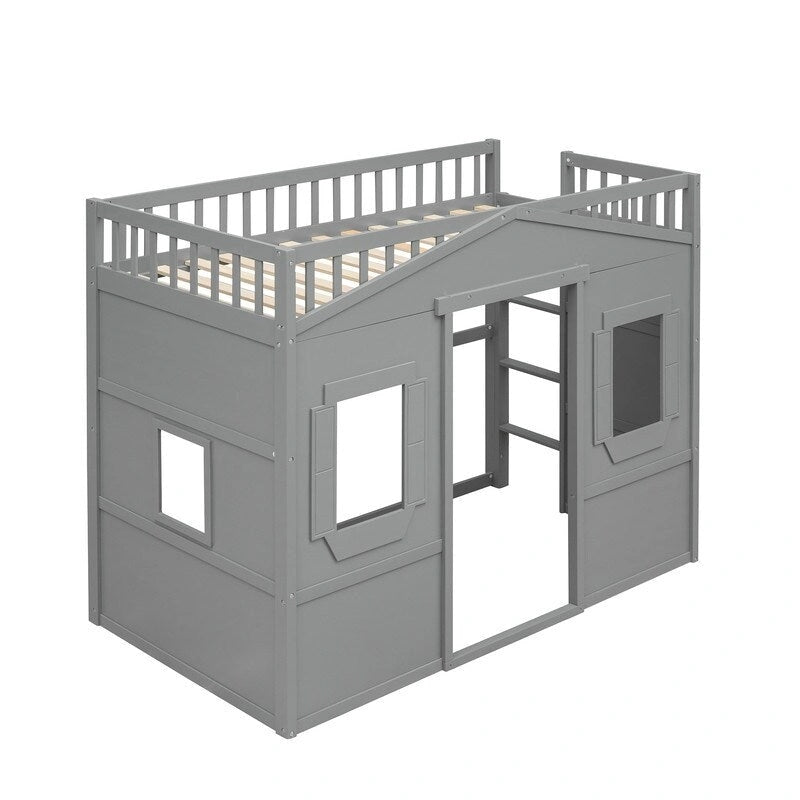 Lit mezzanine en bois avec échelle, taille double
