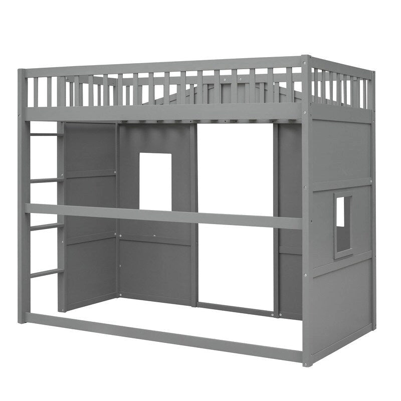 Lit mezzanine en bois avec échelle, taille double