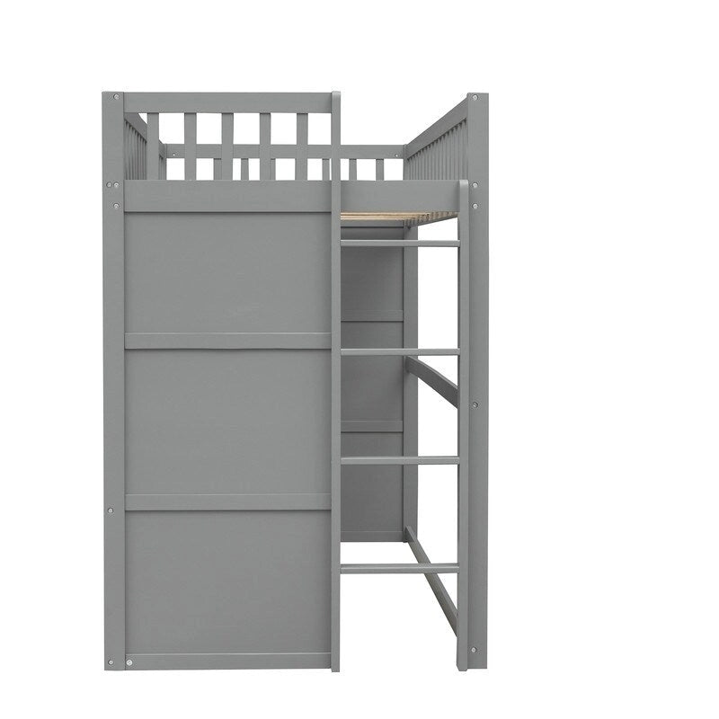 Lit mezzanine en bois avec échelle, taille double
