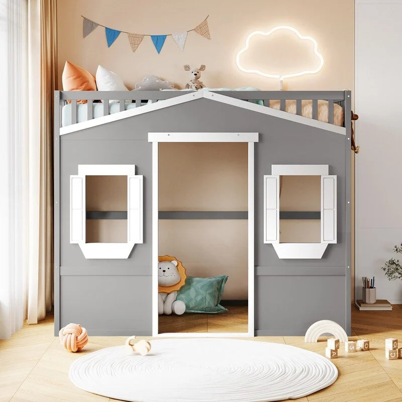 Lit mezzanine en bois avec échelle, taille double