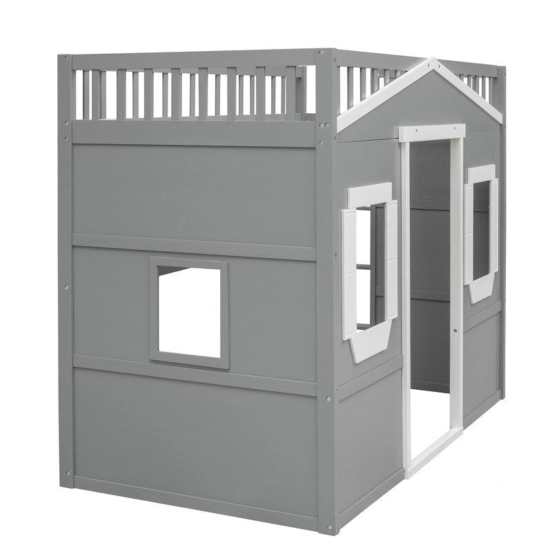 Lit mezzanine en bois avec échelle, taille double