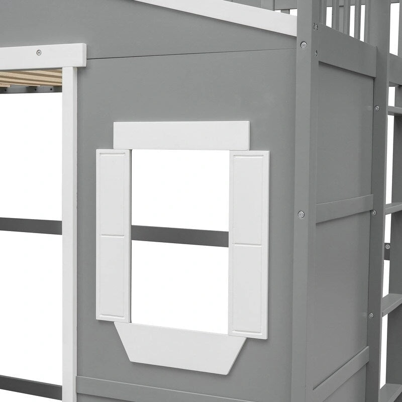 Lit mezzanine en bois avec échelle, taille double