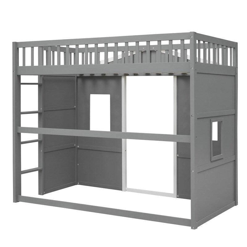 Lit mezzanine en bois avec échelle, taille double