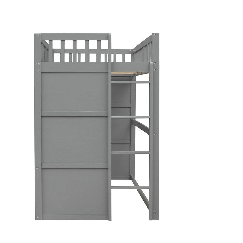 Lit mezzanine en bois avec échelle, taille double