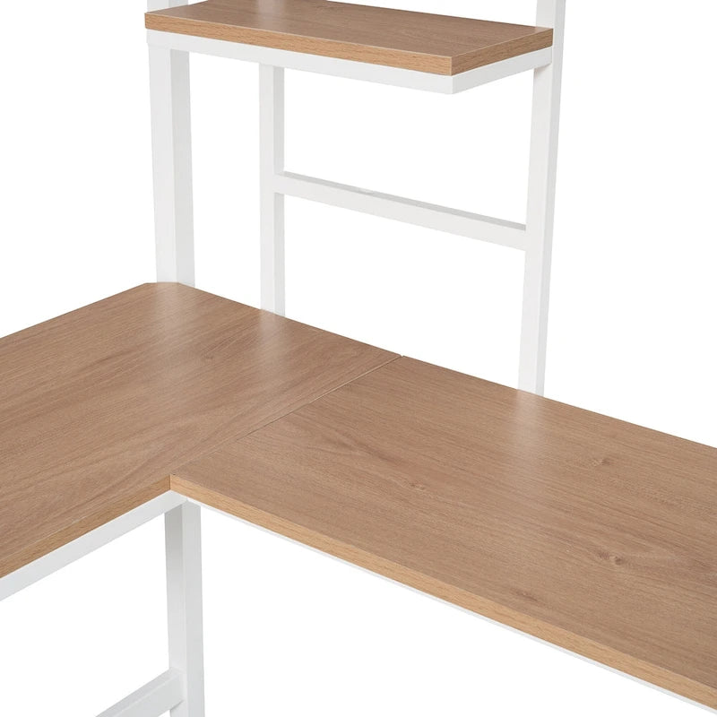 Lit mezzanine double en métal avec bureau et étagères