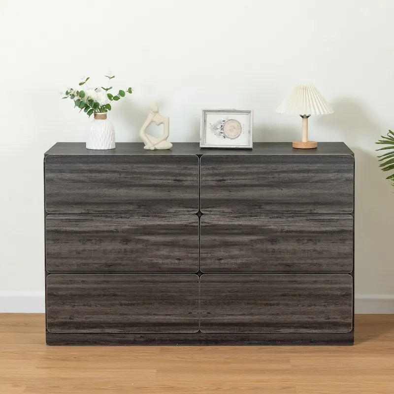 Buffet de rangement à 6 tiroirs avec glissières lisses pour salon ou salle à manger