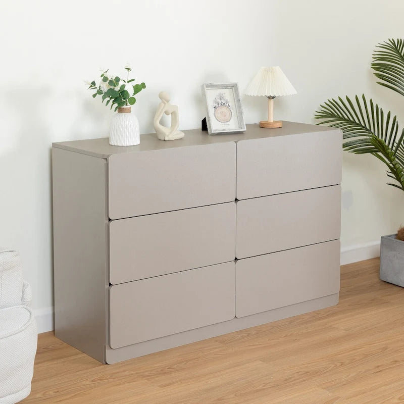 Buffet de rangement à 6 tiroirs avec glissières lisses pour salon ou salle à manger