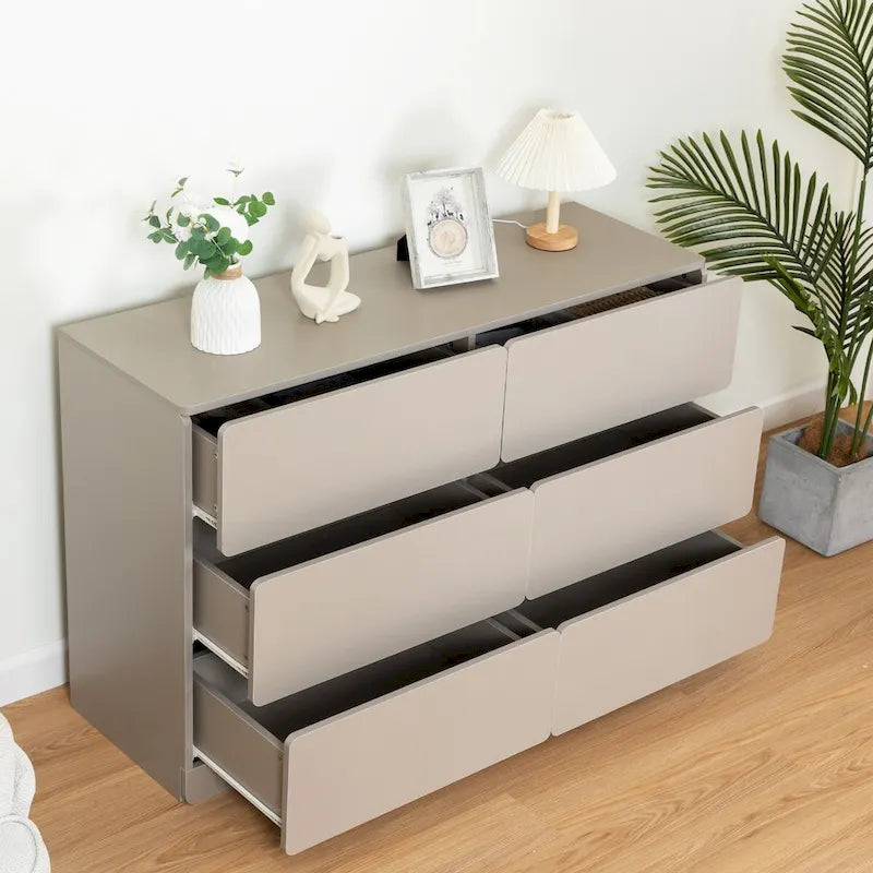 Buffet de rangement à 6 tiroirs avec glissières lisses pour salon ou salle à manger