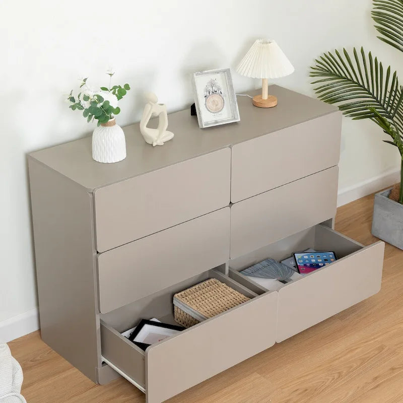 Buffet de rangement à 6 tiroirs avec glissières lisses pour salon ou salle à manger