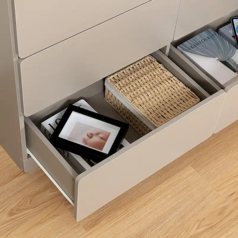 Buffet de rangement à 6 tiroirs avec glissières lisses pour salon ou salle à manger