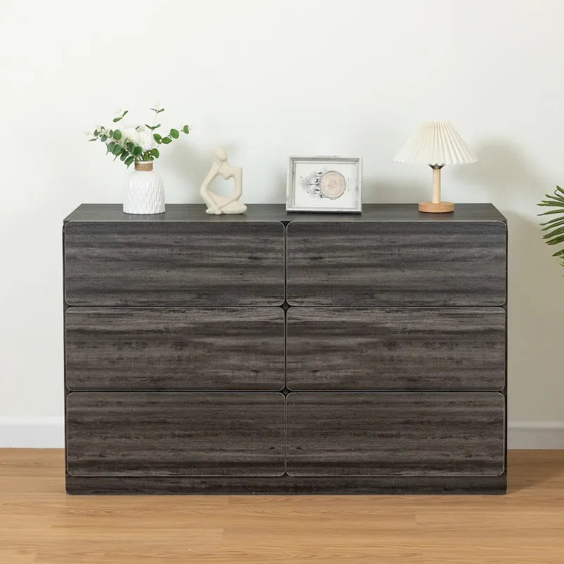 Buffet de rangement à 6 tiroirs avec glissières lisses pour salon ou salle à manger
