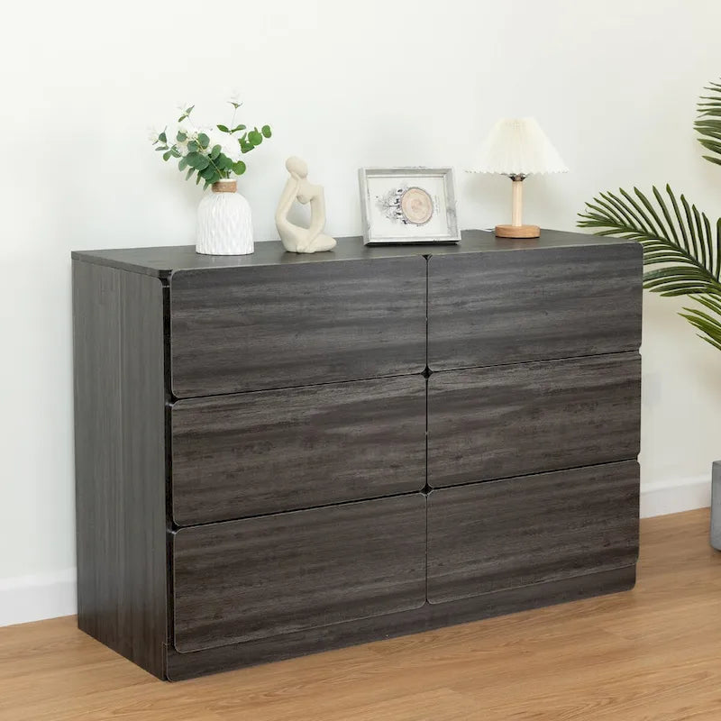 Buffet de rangement à 6 tiroirs avec glissières lisses pour salon ou salle à manger