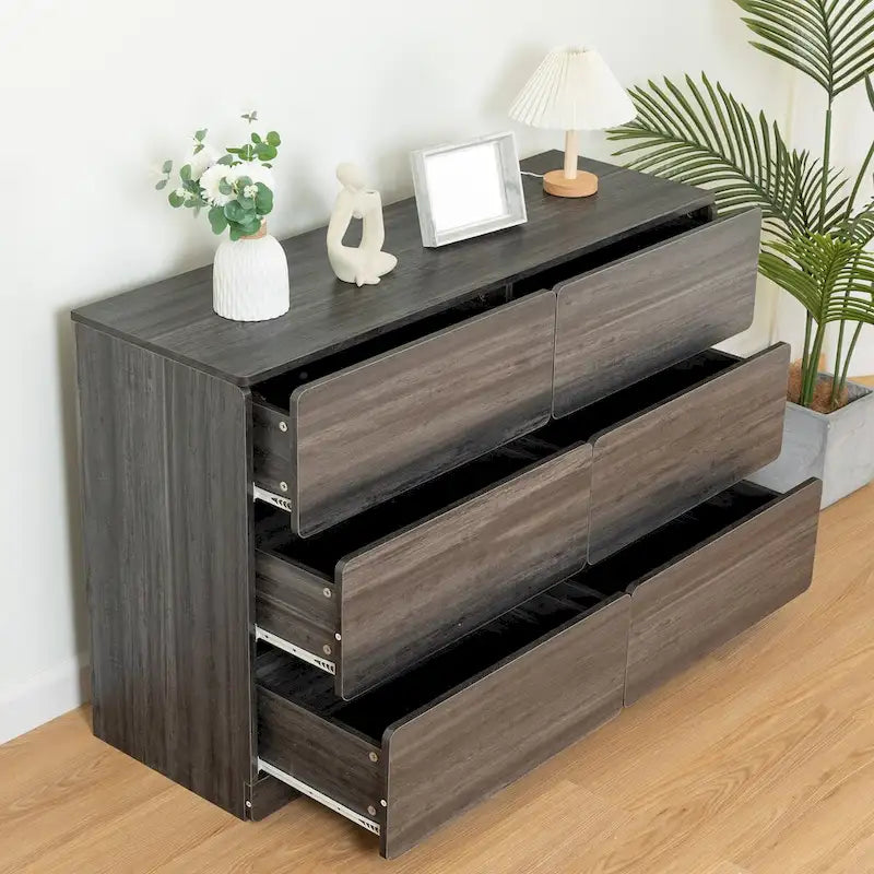 Buffet de rangement à 6 tiroirs avec glissières lisses pour salon ou salle à manger